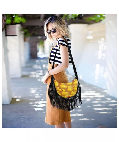 Yellow Duck with Big Mouth Tassel Crossbody Bag with Adjustable Strap and Zipper Crossbody Handbag for Women $12.04 Crossbody...