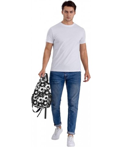 Sling Backpack For Men Shoulder Shopping Handbag Large Capacity Reusable Canvas Shoulder Bag Football $15.07 Crossbody Bags