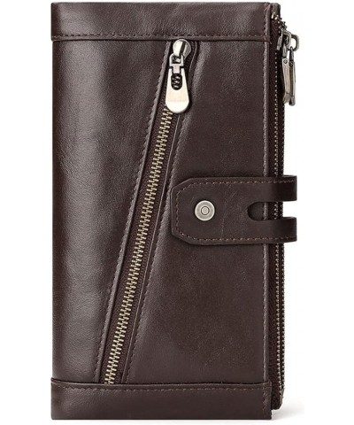 Men's Genuine Leather Money Clips Money Organizers RFID Blocking Wallets 7.3×3.9×1.4 Inch (Color : Brown) Brown $29.20 Wallets