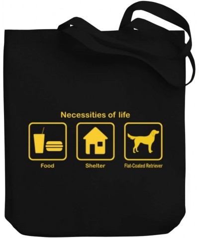 Necessities of life Flat Coated Retriever Squares Canvas Tote Bag 10.5" x 16" x 4 $22.79 Totes