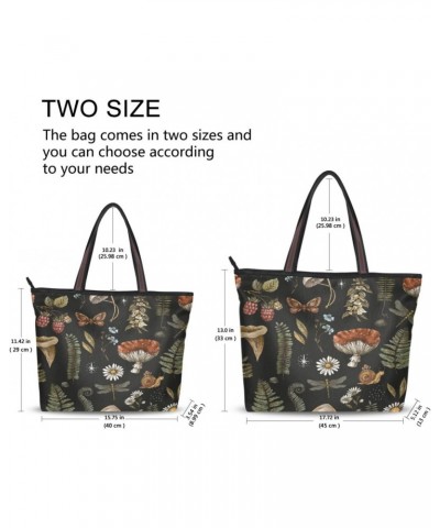 Womens Tote Bag, Mushroom Dragonfly Butterfly Ladies Zip Shoulder Handbags $14.39 Shoulder Bags