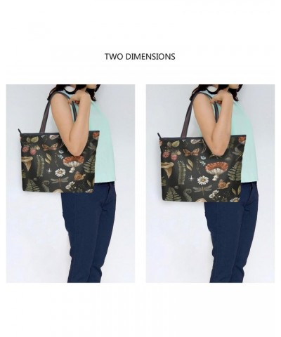 Womens Tote Bag, Mushroom Dragonfly Butterfly Ladies Zip Shoulder Handbags $14.39 Shoulder Bags