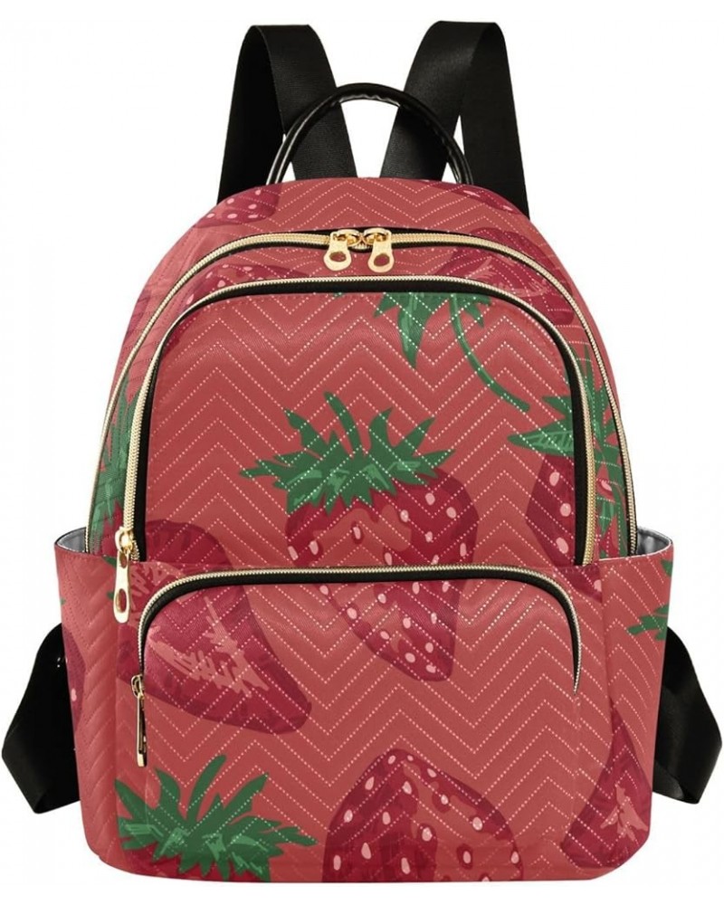 Sliced Strawberries Fashion Travel Backpack for Women Multi Pockets Lightweight Purse for Women-M Multicolor Medium $14.70 Ba...