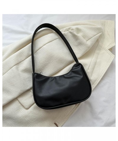 Women Small Shoulder Bags Zip Closure Fashion Purses Leather Under The Arm Purse Vintage Lightweight Solid Purse Clutc Black ...