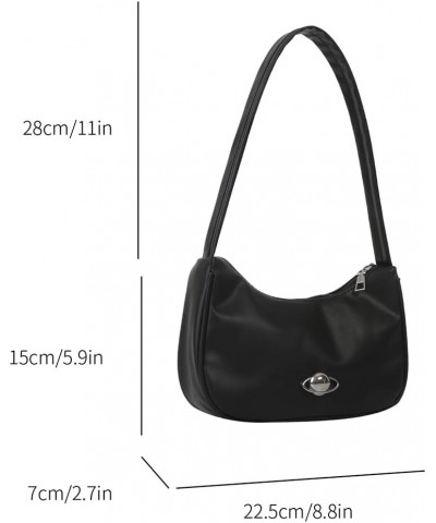 Women Small Shoulder Bags Zip Closure Fashion Purses Leather Under The Arm Purse Vintage Lightweight Solid Purse Clutc Black ...