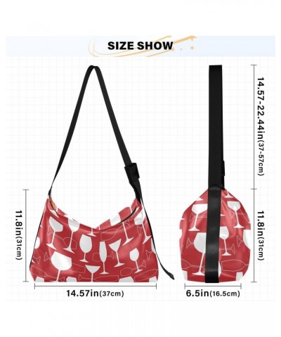 Abstract Wine Glasses Women's Leather Hobo Handbag Shoulder Bag Crossbody Casual Large Tote Bag Purse $18.14 Totes