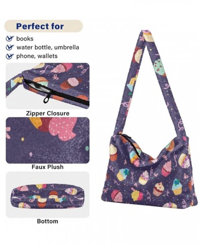 Cupcakes Shoulder Tote Bags for Women Furry Crossbody bag Hobo Handbag Purses for College Work Travel $12.59 Totes