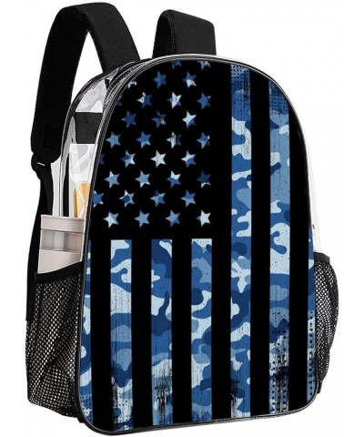 Clear Backpack See Through Backpack Red Blue White American Flag (24) Heavy Duty Clear Backpacks Transparent Bookbag for Work...