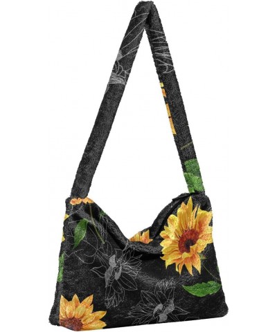 Spring Women Boho Handbag Sunflower Cool Underarm Bag Tote Bag Shoulder Bag Crossbody Bag Fluffy Cell Phone Purse Lady Travel...