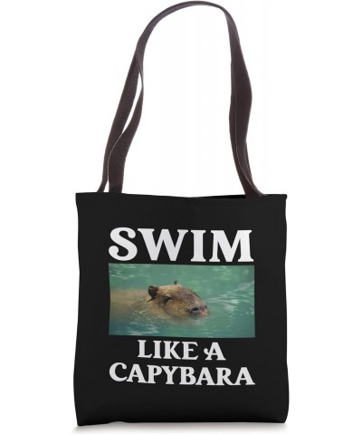 Funny Swimming Swim Capybara Design Tote Bag $14.04 Totes