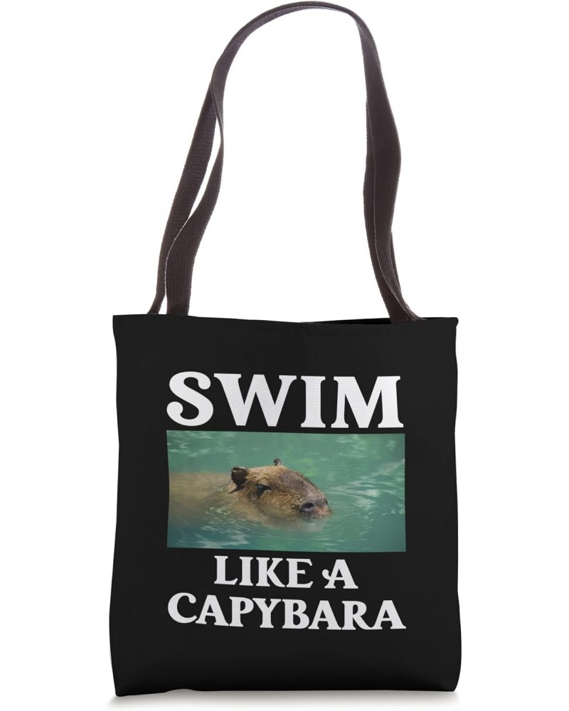 Funny Swimming Swim Capybara Design Tote Bag $14.04 Totes