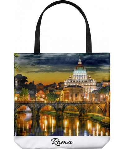 Rome Italy Tote Bag - Casual & Big but Stylish Poplin Shoulder Handbag for Work & Travel White (16x16") $16.68 Totes