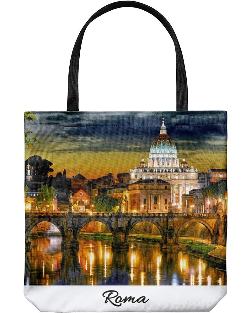 Rome Italy Tote Bag - Casual & Big but Stylish Poplin Shoulder Handbag for Work & Travel White (16x16") $16.68 Totes