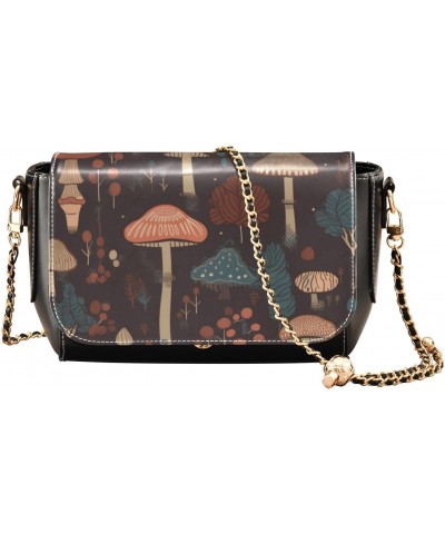 Crossbody Purses for Womens Fall Grab Bag Gifts For Adults with Adjustable Strap Colored Mushrooms Plants Black $21.99 Crossb...