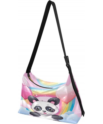 Cute Pink Panda Hobo Bags for Women Leather Purses Crossbody Bag Handbag Shoulder Bag for Gifts Work Travel $14.52 Hobo Bags