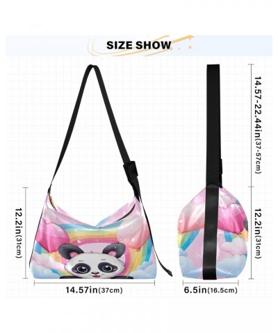 Cute Pink Panda Hobo Bags for Women Leather Purses Crossbody Bag Handbag Shoulder Bag for Gifts Work Travel $14.52 Hobo Bags