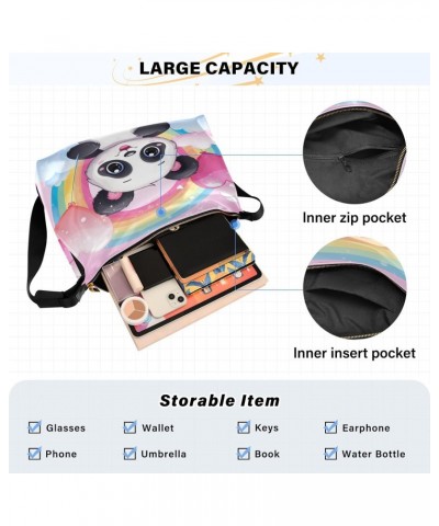 Cute Pink Panda Hobo Bags for Women Leather Purses Crossbody Bag Handbag Shoulder Bag for Gifts Work Travel $14.52 Hobo Bags