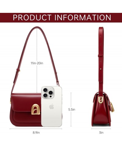 Leather Shoulder Bag For Women - Adjustable Strap Crossbody Purses For Women, Designer Handbags Satchel Bags Cherry Red $34.3...