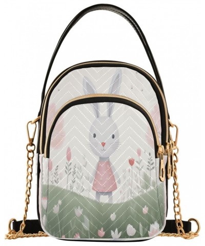 Pink Cute Rabbit Crossbody Handbags for Women Casual Leather Shoulder Phone Purse $12.22 Crossbody Bags