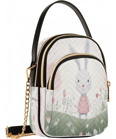 Pink Cute Rabbit Crossbody Handbags for Women Casual Leather Shoulder Phone Purse $12.22 Crossbody Bags