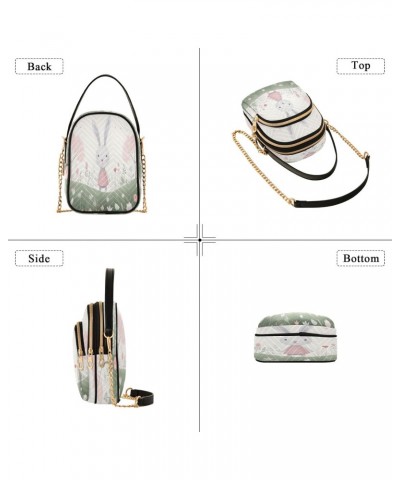 Pink Cute Rabbit Crossbody Handbags for Women Casual Leather Shoulder Phone Purse $12.22 Crossbody Bags