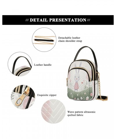 Pink Cute Rabbit Crossbody Handbags for Women Casual Leather Shoulder Phone Purse $12.22 Crossbody Bags