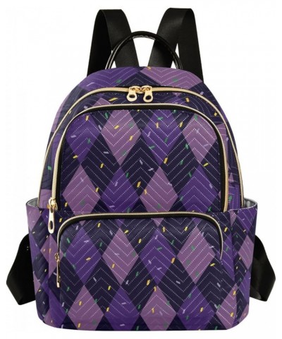 Mardi Gras Women Backpack Purple Zigzag Anti-Theft Travel Backpack with Luggage Belt Durable Handbag Lady Purse Roomy Double ...