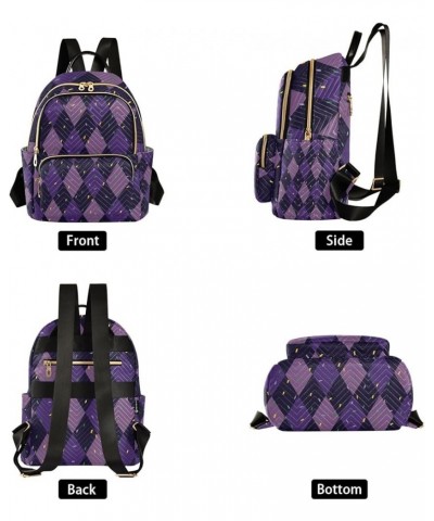 Mardi Gras Women Backpack Purple Zigzag Anti-Theft Travel Backpack with Luggage Belt Durable Handbag Lady Purse Roomy Double ...