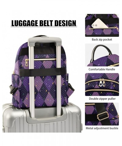 Mardi Gras Women Backpack Purple Zigzag Anti-Theft Travel Backpack with Luggage Belt Durable Handbag Lady Purse Roomy Double ...