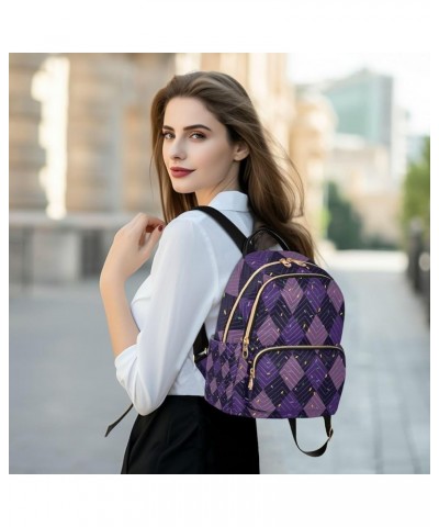 Mardi Gras Women Backpack Purple Zigzag Anti-Theft Travel Backpack with Luggage Belt Durable Handbag Lady Purse Roomy Double ...