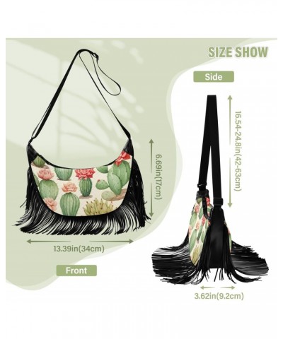 Cactus Succulent Flower Tassel Crossbody Handbags for Women Ample Capacity Shoulder Bag with Adjustable Strap Durable Travel ...