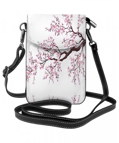 women leather Cell Phone Purse Cherry Blossoms Tree picture Soft, durable and waterproof PU leather Convenient for daily use ...