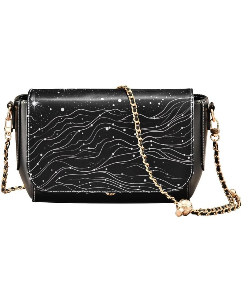 Constellation of Stars in a Black Pu Leather Shoulder Bag, Crossbody Leather Shoulder Bag, Crossbody Bags for Women Constella...