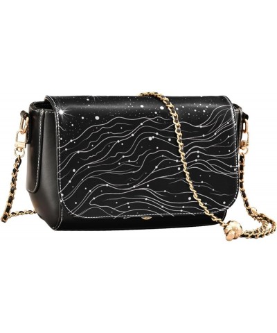 Constellation of Stars in a Black Pu Leather Shoulder Bag, Crossbody Leather Shoulder Bag, Crossbody Bags for Women Constella...