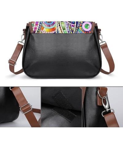 Printed Crossbody Bag Shoulder Bag PU Leather Women's Designer Satchels Black Leopard Skin Color14 $19.68 Satchels