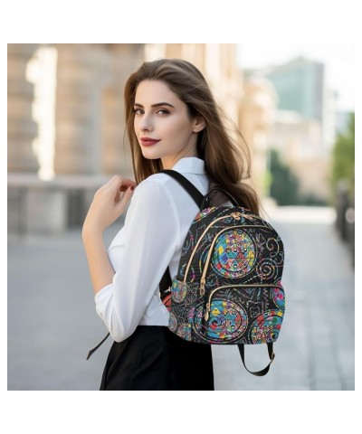 Ethnic Boho Mandala Abstract Mini Backpack Purse for Women Travel Bag Fashion Daypack Back Pack Shoulder Bag Multicolor Mediu...