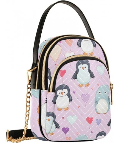 Orange Dogs Shoulder Handbags over the Shoulder Bags Womens Leather Handbags Purses Penguin With Hearts Pattern $13.25 Should...