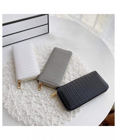 NC Ladies Woven Wallet, Leather Handle Mobile Phone Case, Long Money Bag Handbag, Card Holder Wallet Gray $5.82 Wallets