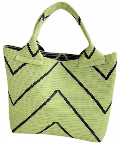 Stripes Knitted Handbag for Women Small Shoulder Bag Tote Shopping Bags (Black) Green $20.92 Totes