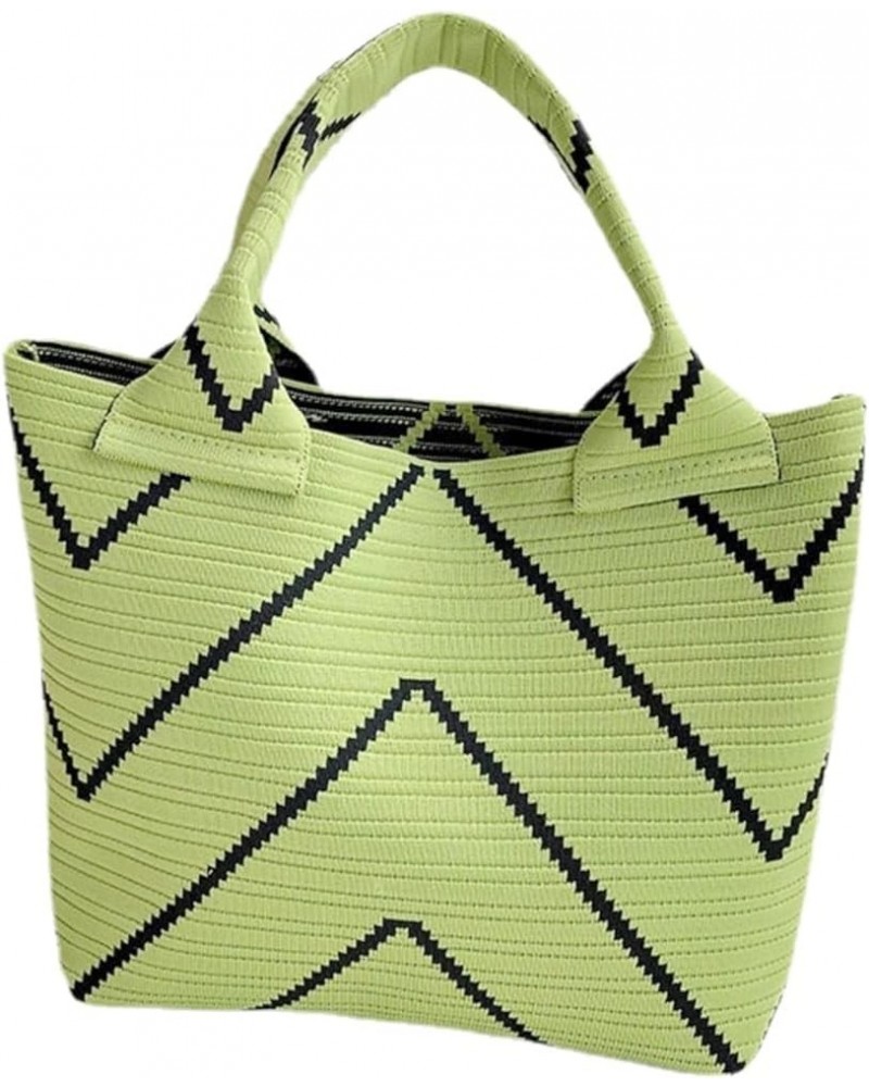 Stripes Knitted Handbag for Women Small Shoulder Bag Tote Shopping Bags (Black) Green $20.92 Totes