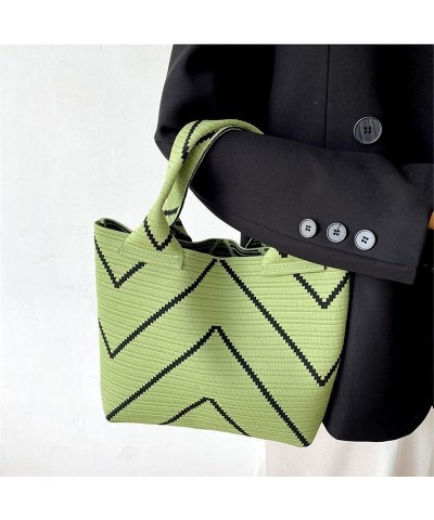 Stripes Knitted Handbag for Women Small Shoulder Bag Tote Shopping Bags (Black) Green $20.92 Totes