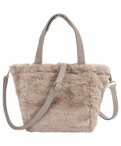 Women Fluffy Tote Bags Fleece Faux Fur Hobo Tote Bag Handbag Plush Top Handle Purse with Chain Strap 07855 Khaki $13.73 Totes