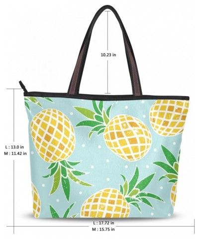 Tote Bag Pineapples On Blue Shoulder Bag Handbag for Women Girls $13.76 Shoulder Bags