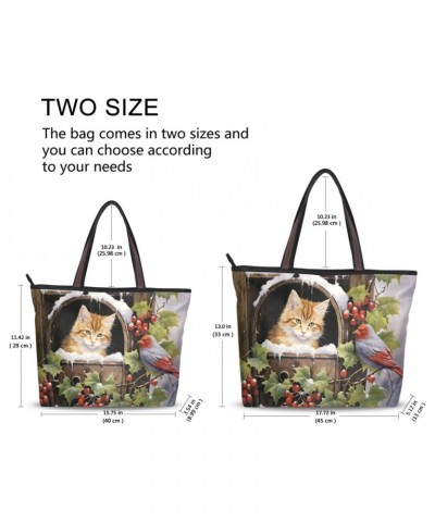 Women Tote Bags Cat Bird Winter Top Handle Satchel Handbags Shoulder Bag for Shopping L 20847583 $8.61 Satchels