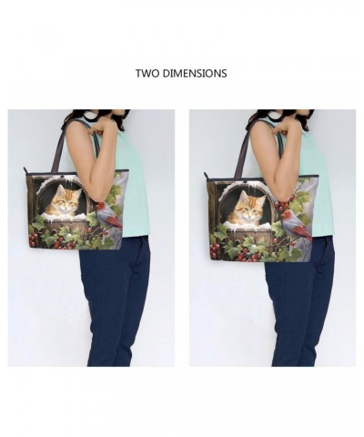 Women Tote Bags Cat Bird Winter Top Handle Satchel Handbags Shoulder Bag for Shopping L 20847583 $8.61 Satchels