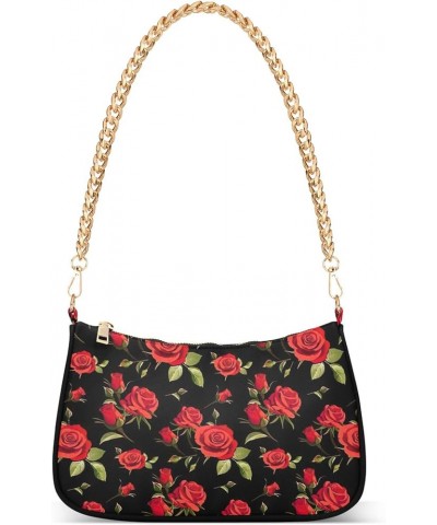 Funny Chili Peppers Cute Shoulder Purse Hobo Dressy Purse Women's Small Handbag Evening Shoulder Tote Rose Floral $17.39 Shou...