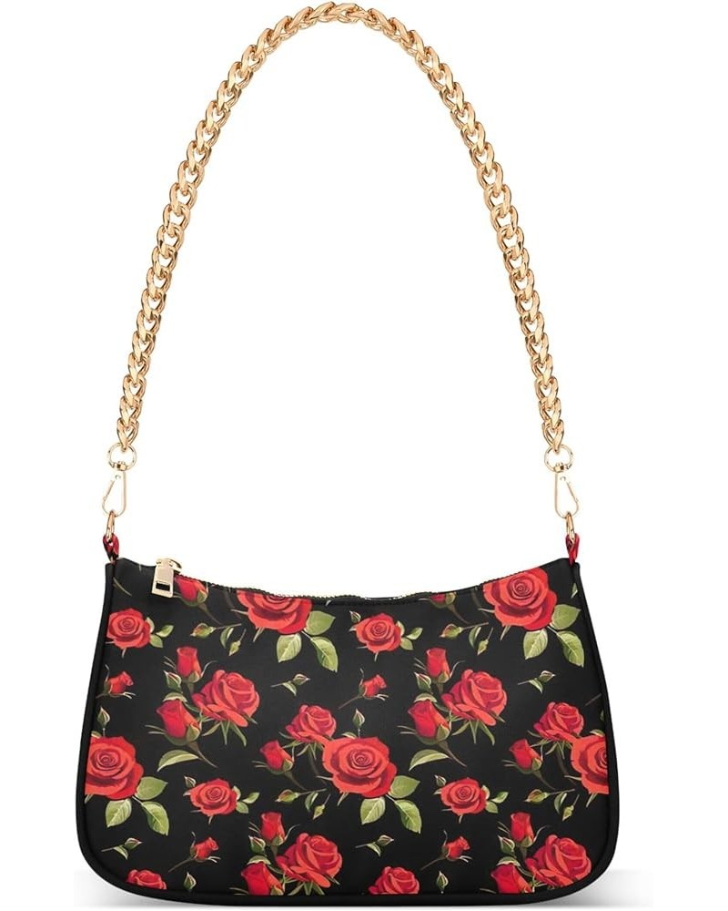 Funny Chili Peppers Cute Shoulder Purse Hobo Dressy Purse Women's Small Handbag Evening Shoulder Tote Rose Floral $17.39 Shou...