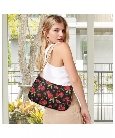 Funny Chili Peppers Cute Shoulder Purse Hobo Dressy Purse Women's Small Handbag Evening Shoulder Tote Rose Floral $17.39 Shou...