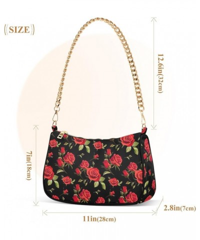 Funny Chili Peppers Cute Shoulder Purse Hobo Dressy Purse Women's Small Handbag Evening Shoulder Tote Rose Floral $17.39 Shou...