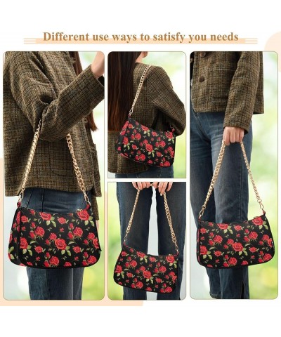 Funny Chili Peppers Cute Shoulder Purse Hobo Dressy Purse Women's Small Handbag Evening Shoulder Tote Rose Floral $17.39 Shou...